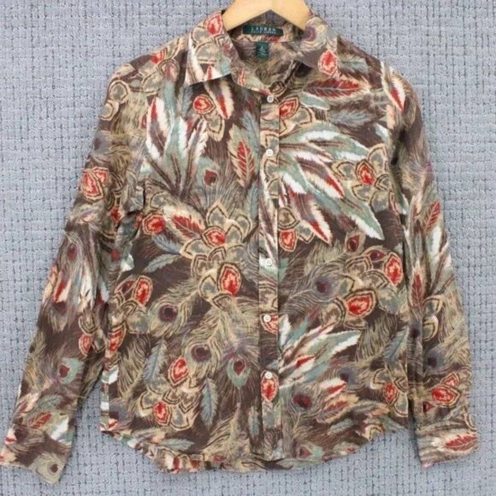 Vintage Ralph Lauren Feather/Peacock Print Shirt